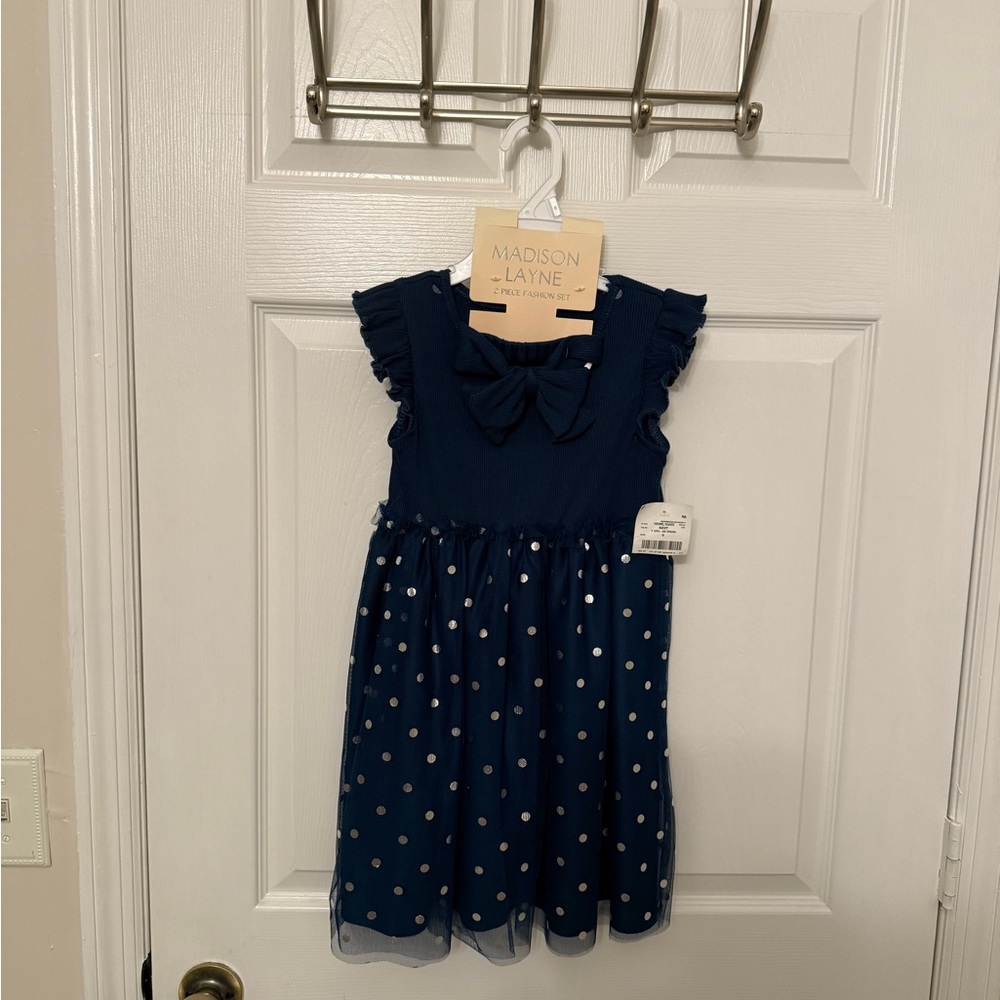Madison Layne Navy Blue Dress with Polka Dots